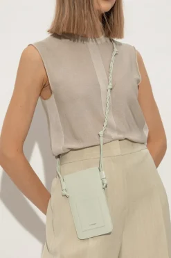 JIL SANDER ZIELONY Skórzane etui na telefon