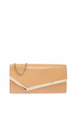 Jimmy Choo beżowy Lakierowana kopertówka ‘Emmie’