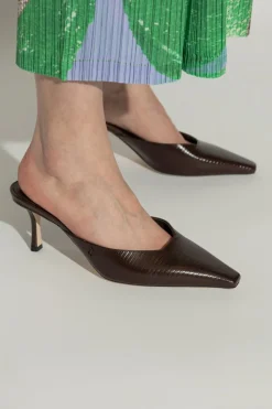 Jimmy Choo BRĄZOWY Klapki na obcasie `Vivi`