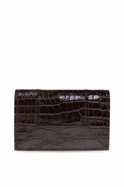 Jimmy Choo BRĄZOWY Skórzane etui na karty