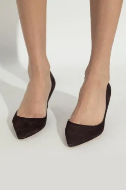 Jimmy Choo BRĄZOWY Zamszowe buty na obcasie `Romy`