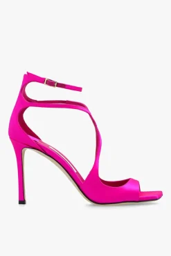 Jimmy Choo RÓŻOWY Satynowe sandały na obcasie ’Azia’