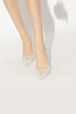 Jimmy Choo SREBRNY Brokatowe szpilki ‘Love’