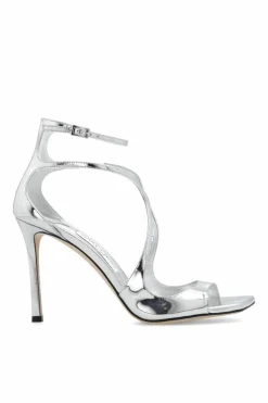 Jimmy Choo SREBRNY Lakierowane sandały na obcasie ‘Azia’