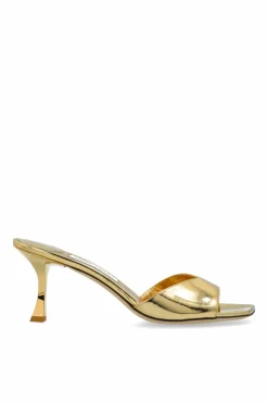 Jimmy Choo ZŁOTY Klapki na obcasie `Skye`