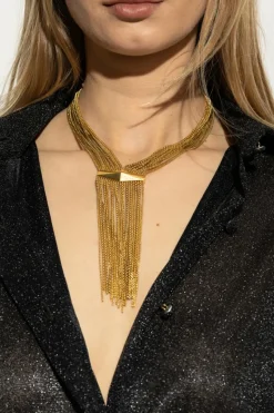 Jimmy Choo ZŁOTY Naszyjnik `Zandra` z frędzlami