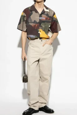 JW Anderson beżowy Spodnie z logo