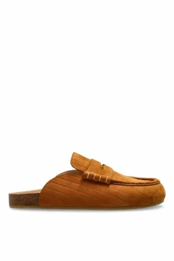 JW Anderson BRĄZOWY Skórzane klapki