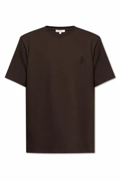 JW Anderson BRĄZOWY T-shirt z wyszytym logo
