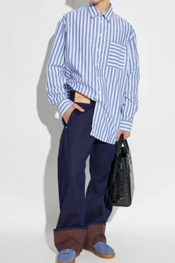 JW Anderson GRANATOWY Jeansy z zawijanymi nogawkami