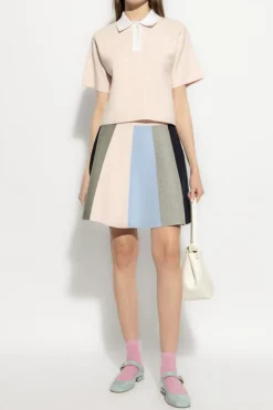 JW Anderson RÓŻOWY Polo z kaszmirowym wykończeniem