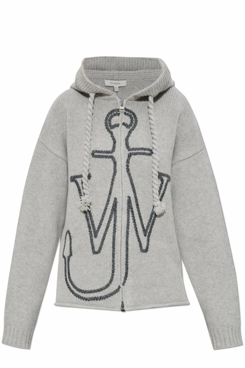 JW Anderson SZARY Wełniany kardigan