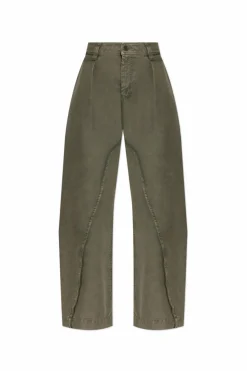 JW Anderson ZIELONY Spodnie z przeszyciem na nogawkach