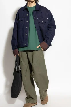 JW Anderson ZIELONY Spodnie z przeszyciem na nogawkach