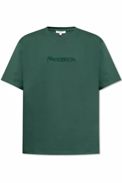 JW Anderson ZIELONY T-shirt z wypukłym logo