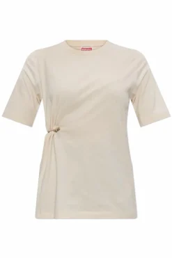 Kenzo beżowy T-shirt z aplikacją