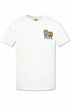 Kenzo BIAŁY T-shirt z wyszytym logo