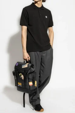 Kenzo CZARNY Polo z naszywką z logo