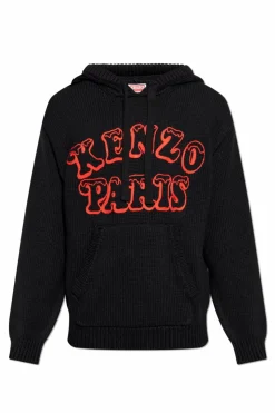 Kenzo CZARNY Sweter z kapturem