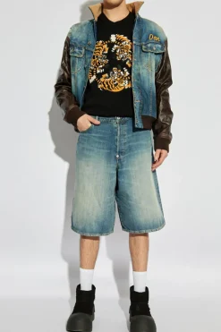 Kenzo CZARNY Sweter z wyszytym motywem tygrysa