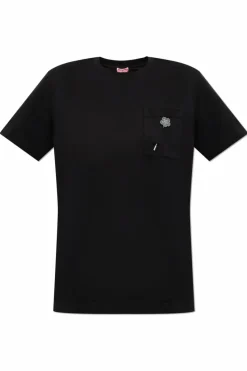 Kenzo CZARNY T-shirt z kieszenią