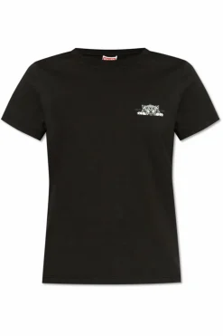 Kenzo CZARNY T-shirt z motywem tygrysa
