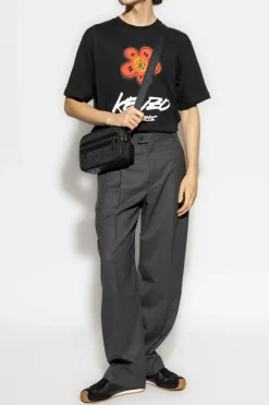 Kenzo CZARNY T-shirt z nadrukowanym logo