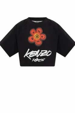 Kenzo CZARNY T-shirt z nadrukowanym logo