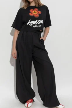Kenzo CZARNY T-shirt z nadrukowanym logo