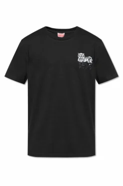 Kenzo CZARNY T-shirt z wyszytym logo