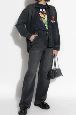 Kenzo GRANATOWY T-shirt z nadrukiem