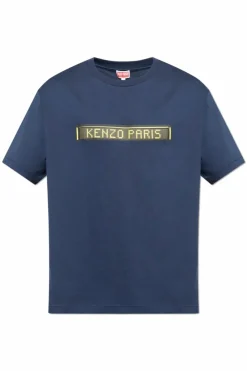 Kenzo GRANATOWY T-shirt z nadrukiem