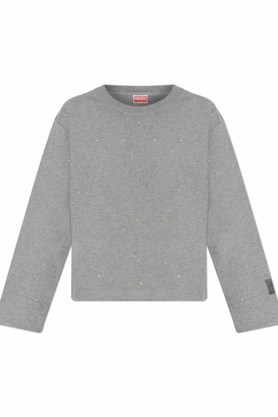 Kenzo SZARY Bluza z połyskującymi kryształami
