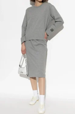 Kenzo SZARY Bluza z połyskującymi kryształami