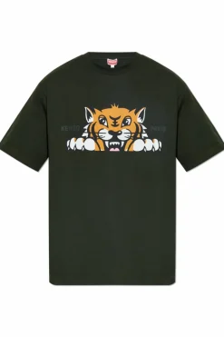 Kenzo ZIELONY T-shirt z logo