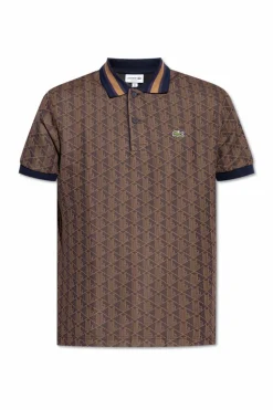 Lacoste BRĄZOWY Polo z monogramem