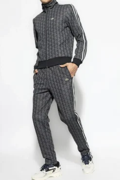 Lacoste CZARNY Dresowe spodnie z monogramem