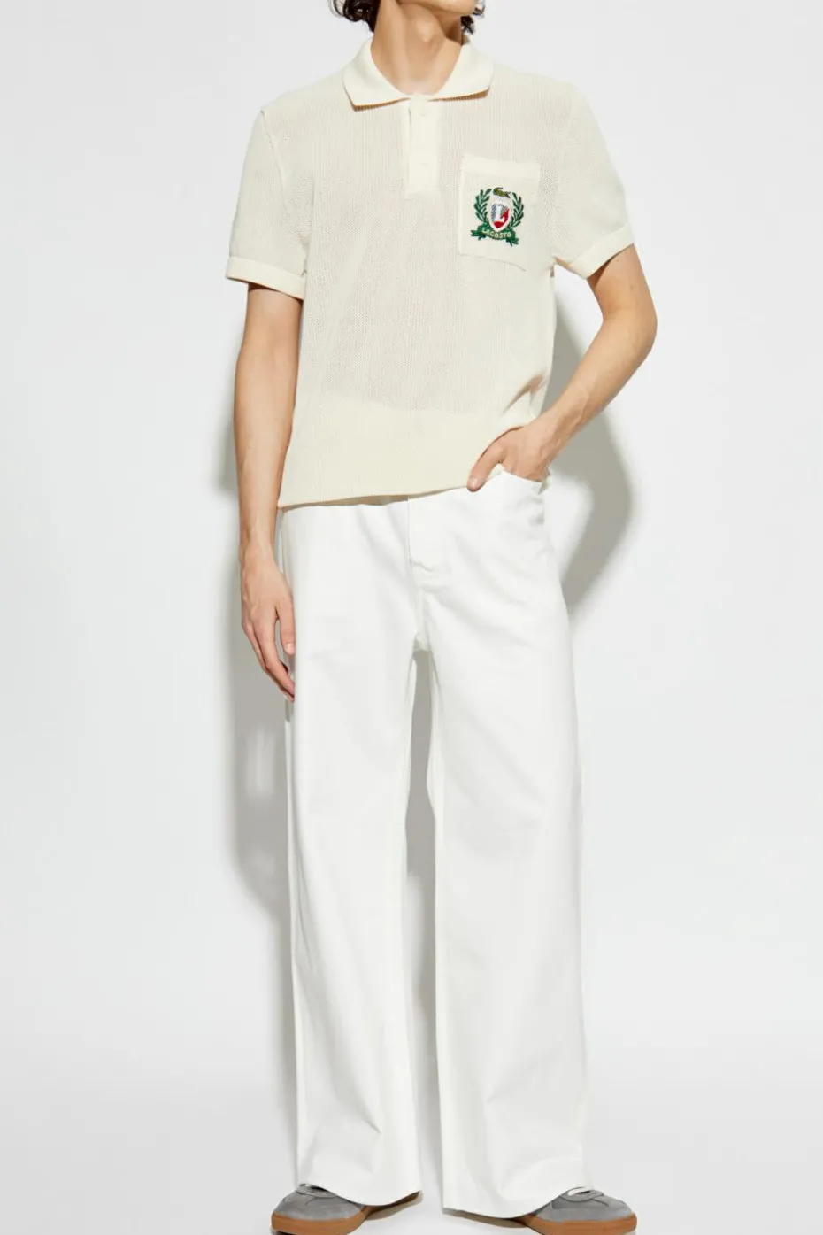 Lacoste kremowy Polo z logo