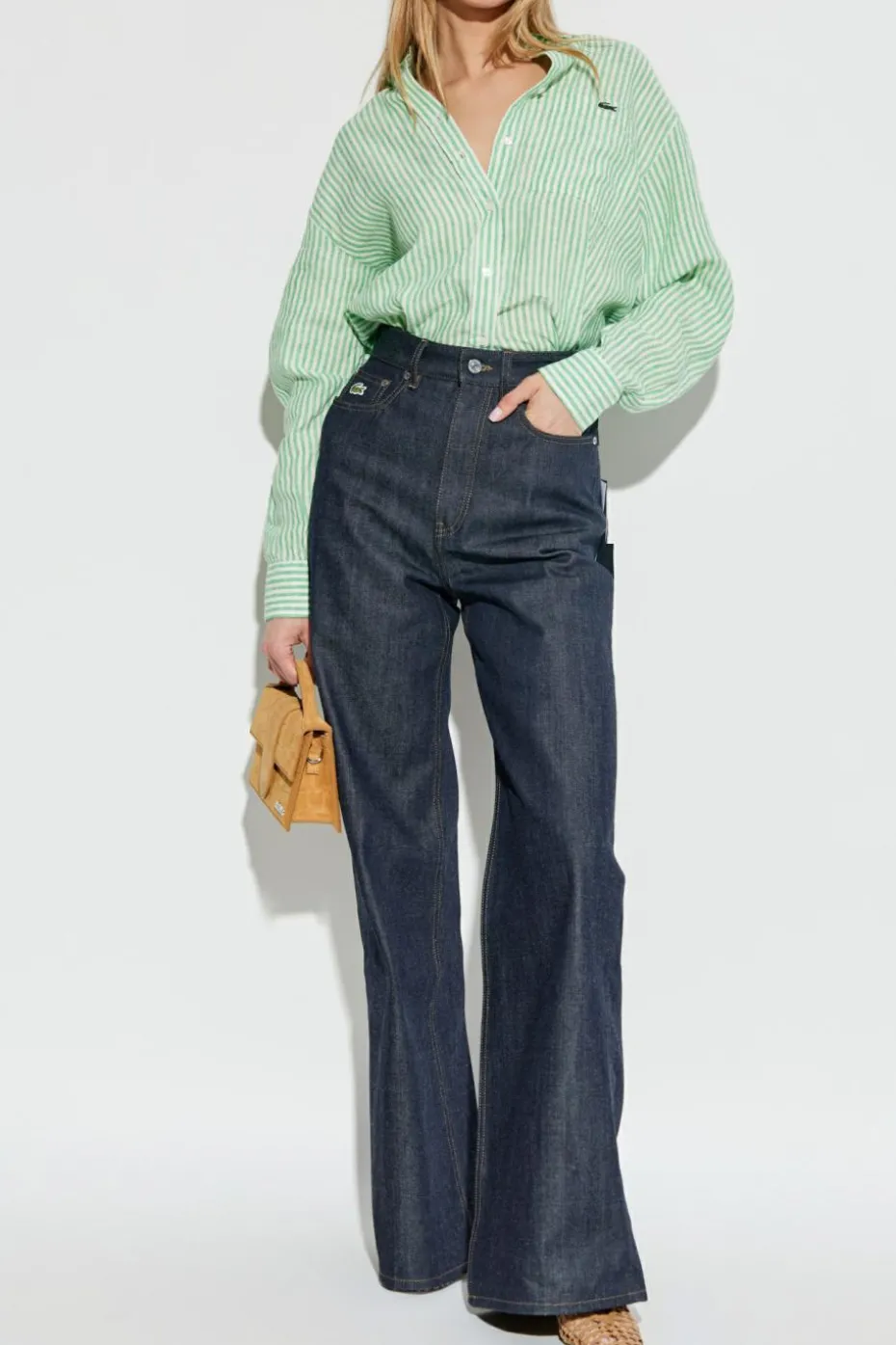 LACOSTE RUNWAY GRANATOWY Jeansy z wysokim stanem
