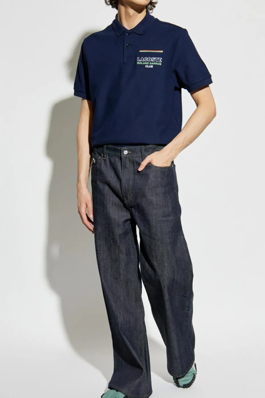 LACOSTE RUNWAY GRANATOWY Jeansy z logo
