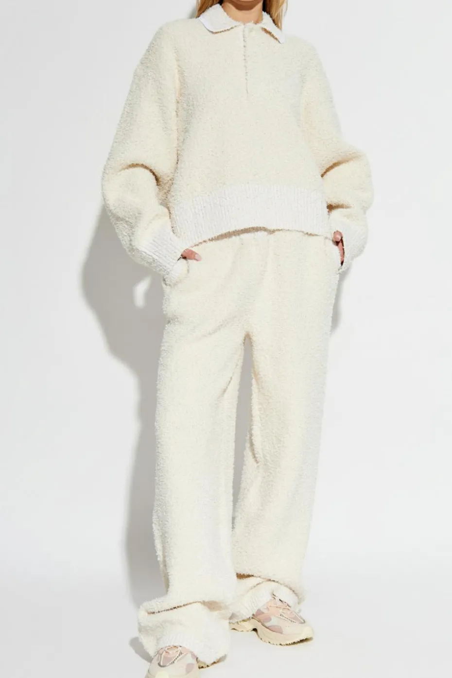LACOSTE RUNWAY kremowy Sweter polo