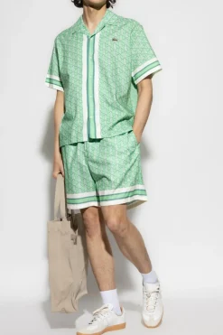Lacoste ZIELONY Szorty z monogramem