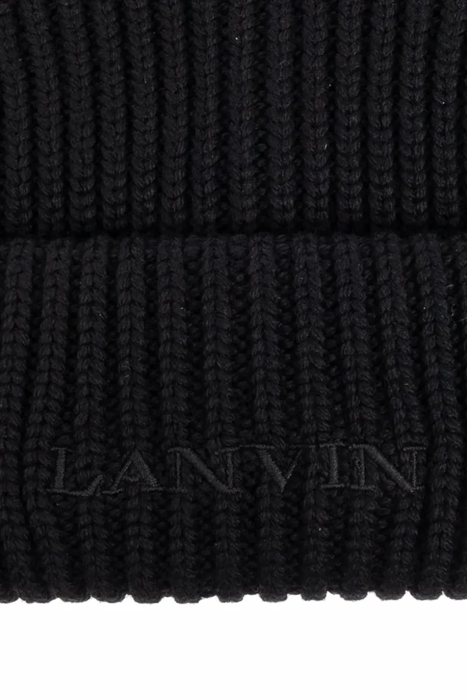 Lanvin CZARNY Wełniana czapka z wyszytym logo