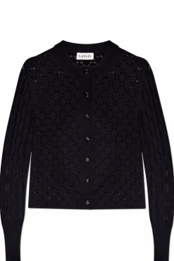 Lanvin GRANATOWY Ażurowy kardigan