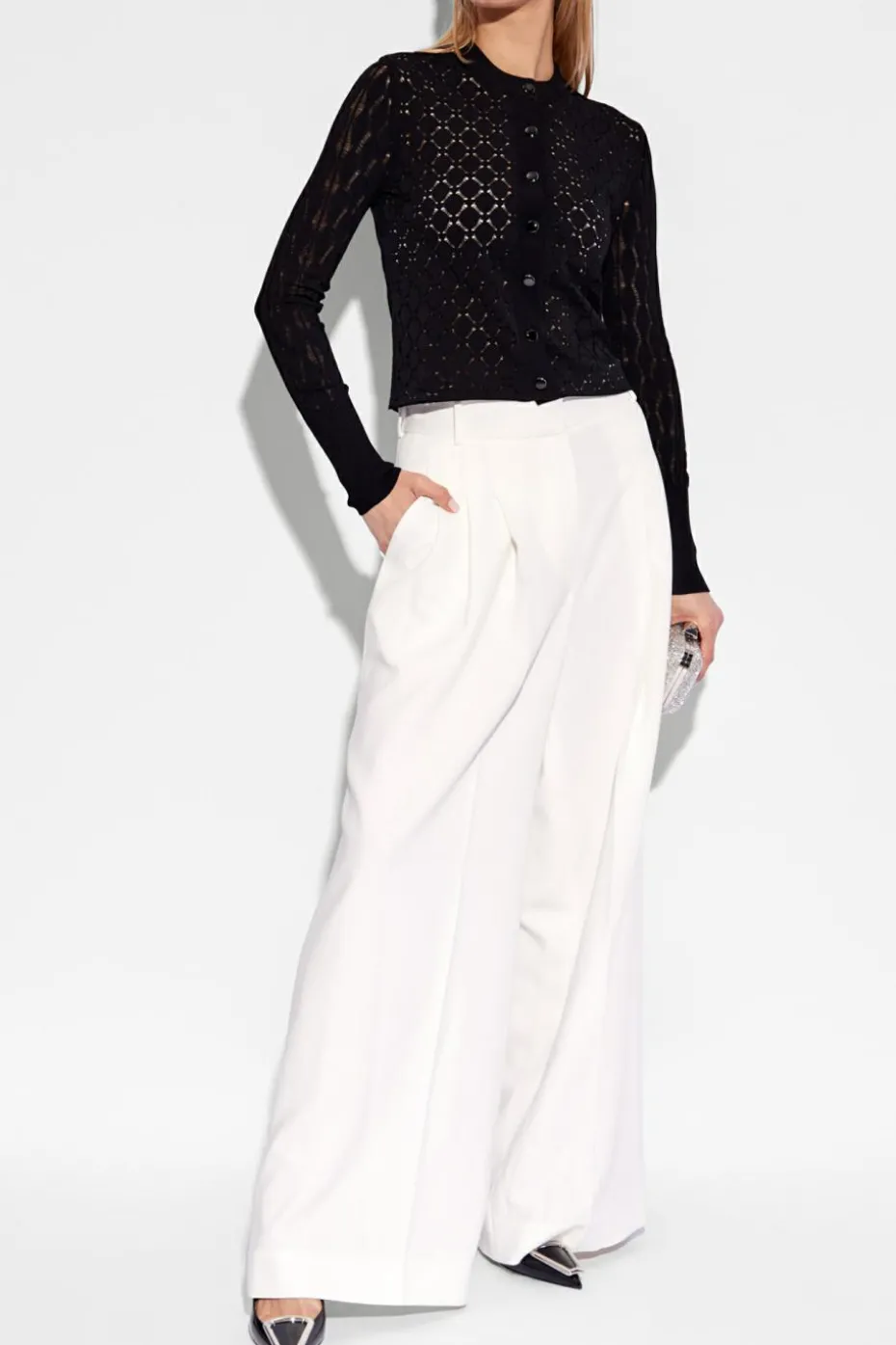 Lanvin GRANATOWY Ażurowy kardigan