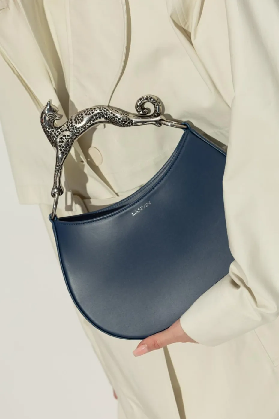 Lanvin GRANATOWY Skórzana torba do ręki