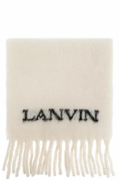 Lanvin kremowy Szal z logo