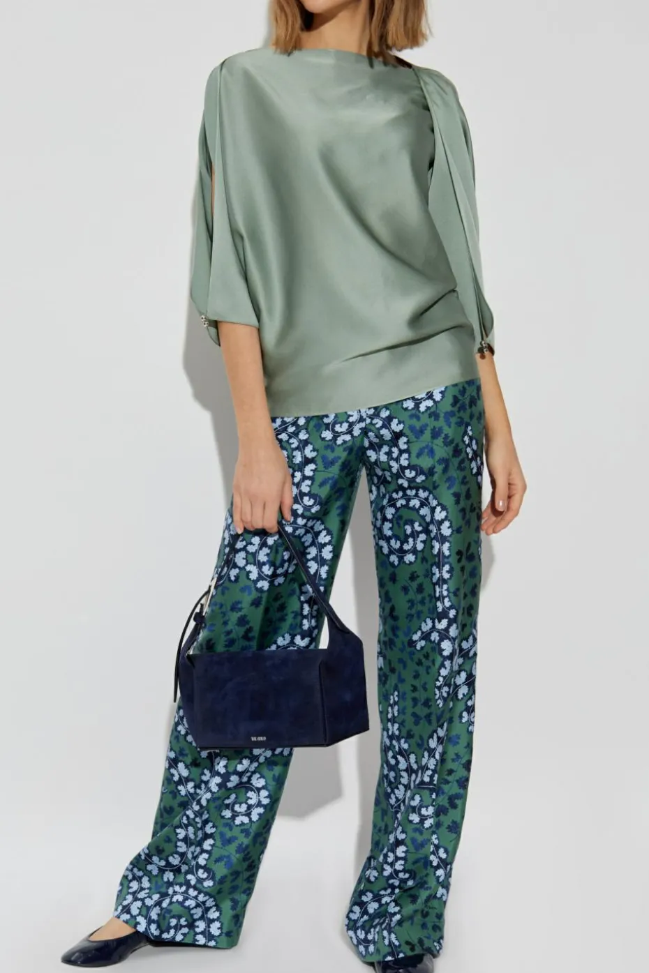 Lanvin ZIELONY Satynowy top