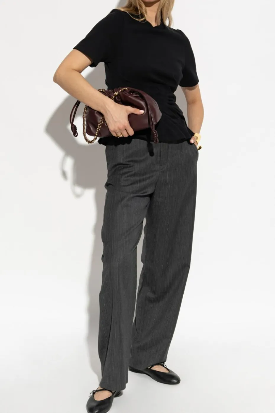 Loewe CZARNY Top z dekoracyjnym drapowaniem