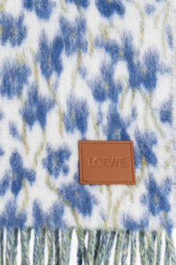 Loewe NIEBIESKI Szal z motywem kwiatowym